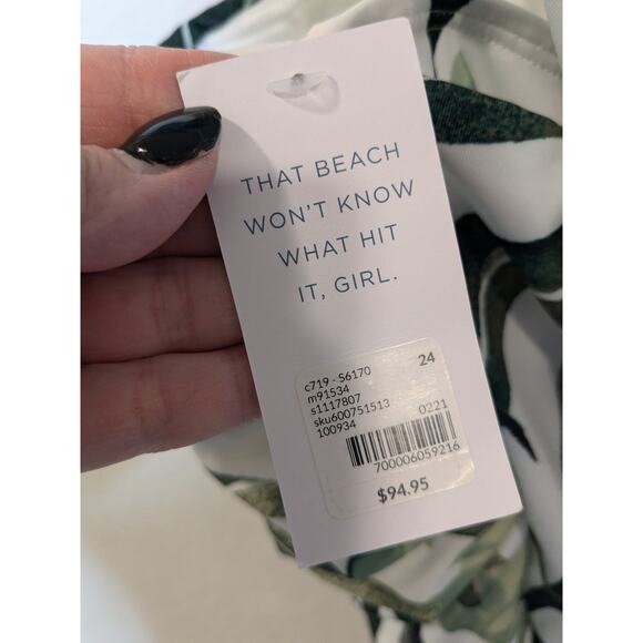 CACIQUE Swim Lightly Lined No Wire Tropical Green One Piece Swimsuit Sz 24 - Picture 4 of 4